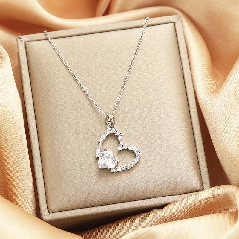 Luxury Shiny Stainless Steel 18k Gold Zircon Heart Butterfly Pendant Necklace Women Boutique Pearl Flower Leaf Necklace for Gift