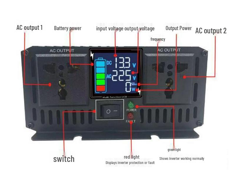 2024 Full Effekt Ren Sinusbølge Inverter 5000W 12V/24V til 220V