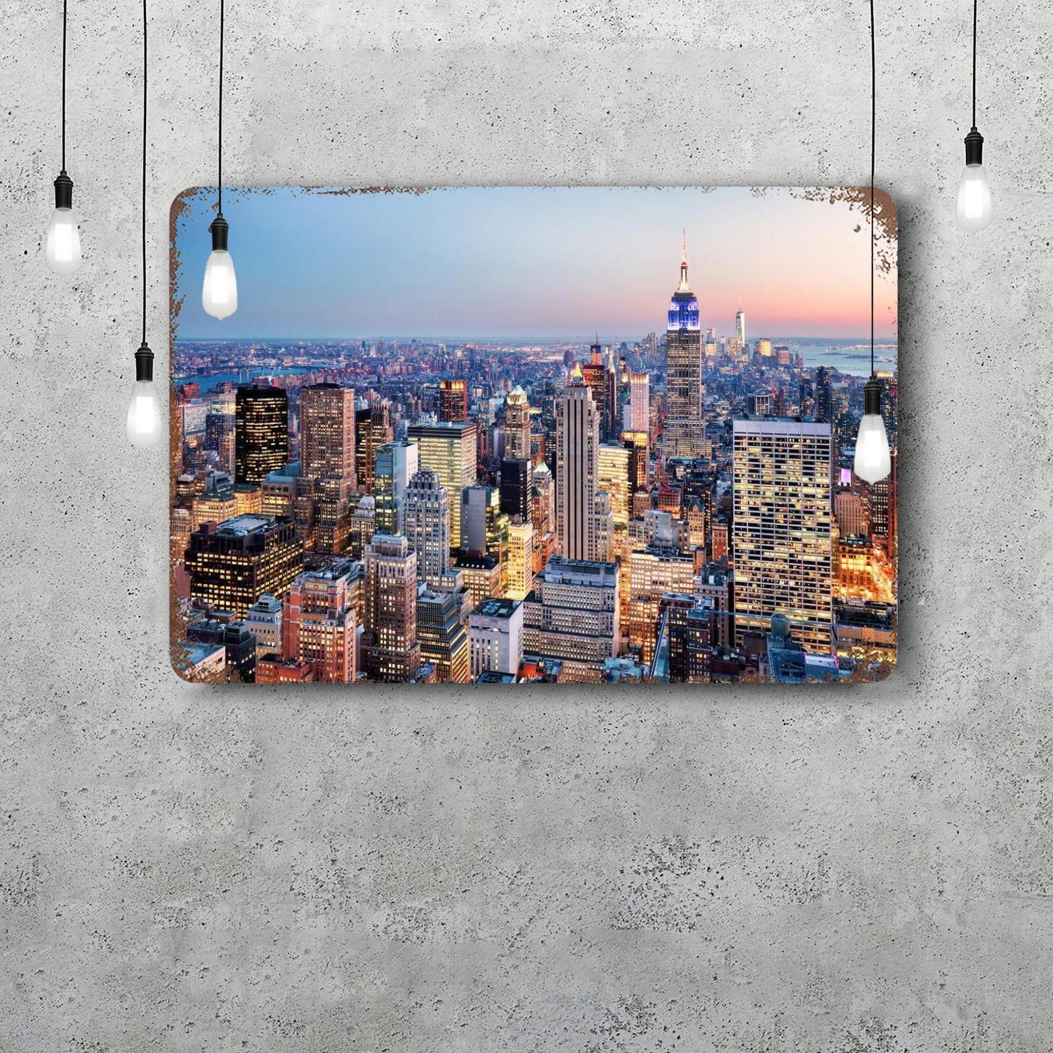 

nyc skyline Vintage Metal Tin Signs Posters Decor Retro Metal Plaque Wall Art Decor for Garage Bar 20x30cm（7.8x11.8inch）