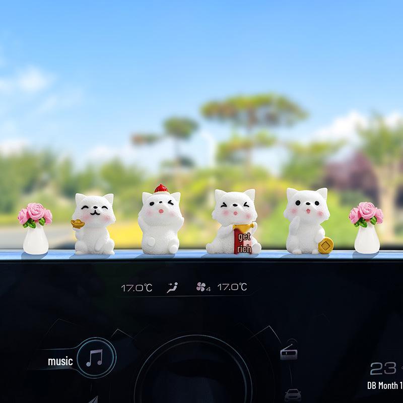 Charming Fortune Puppy Car Dashboard Ornament - Cute Interior Decoration Accessory