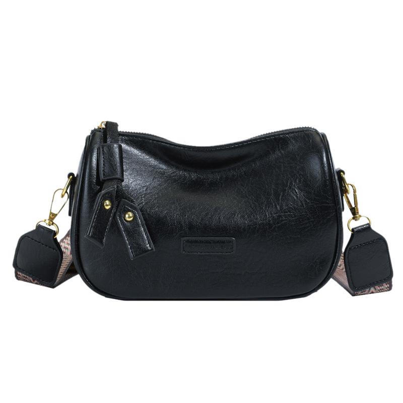 

Новый широкий плечевой ремень, одноплечная сумка кроссбоди, большая вместимость, модная ретро женская сумка, для通勤, универсальная, подушка, маленькая сумка для женщин One size чёрный