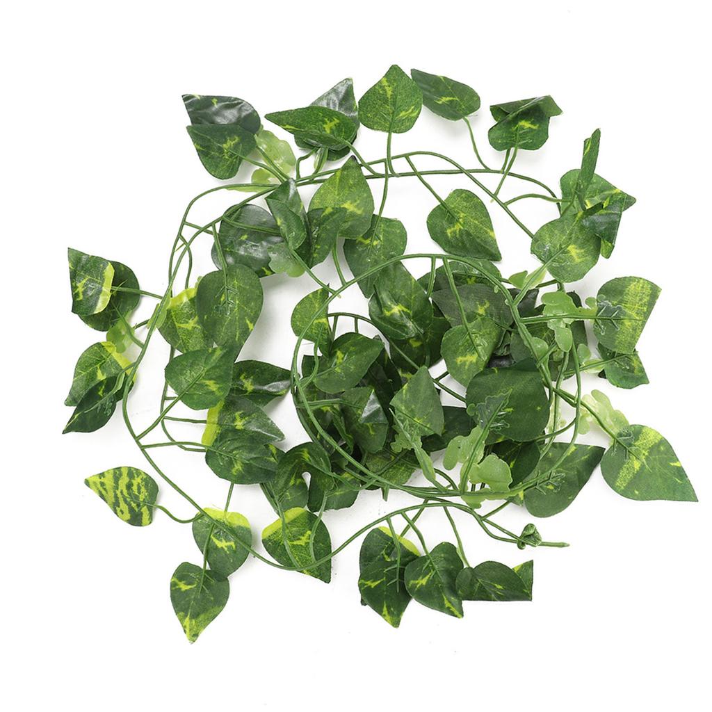Artificial Fake Leaves Hanging Vines 6.89ft Long Vine Reptile Habitat Decor (Scindapsus Leaves)