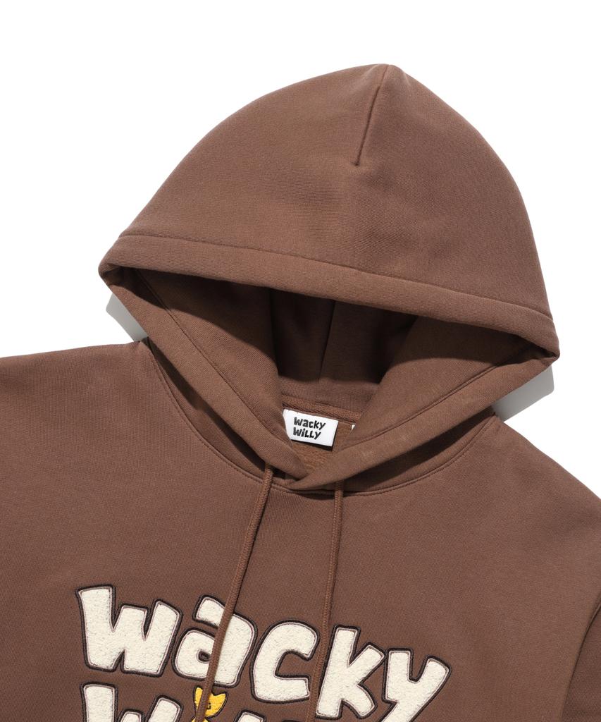 Fleece-Lined Typographic Hoodie Brown