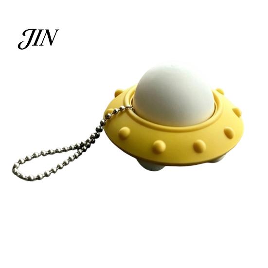 Portable Anxiety Relief 3D Printed UFO Decompression Toy, Creative Flying Saucer Fidget Pendant with Tactile Toy Metal Bead Chain for Stress