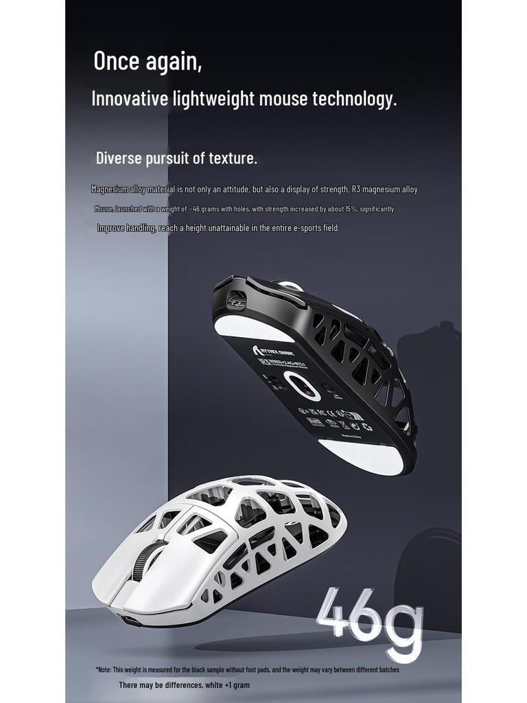 Attack Shark R3 Gaming Mouse: Lightweight Magnesium Alloy with PAW3395 Sensor, Three-Mode Bluetooth Wireless, and 4K/8K Support