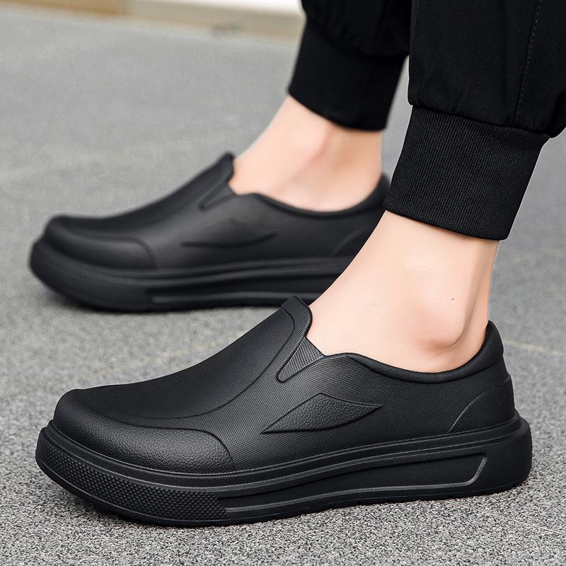 Men's Chef Shoes Anti Slip Oil Resistant Dirt Work Shoes Quick Drying Thick Soled Rain Shoe Large Size Breath Clogs Zapatillas