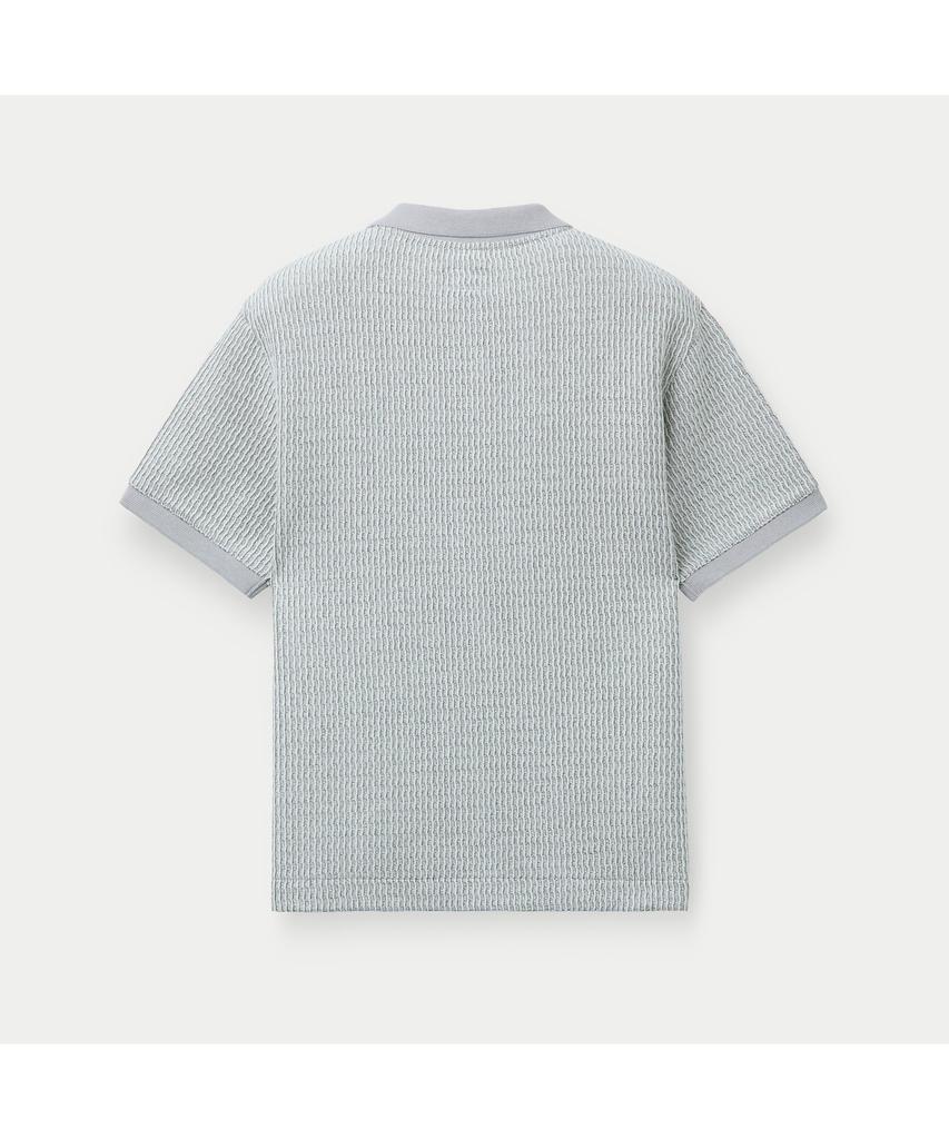 Silijeu Textured Open Collar Short Sleeve T-Shirt Satam26721Ivx