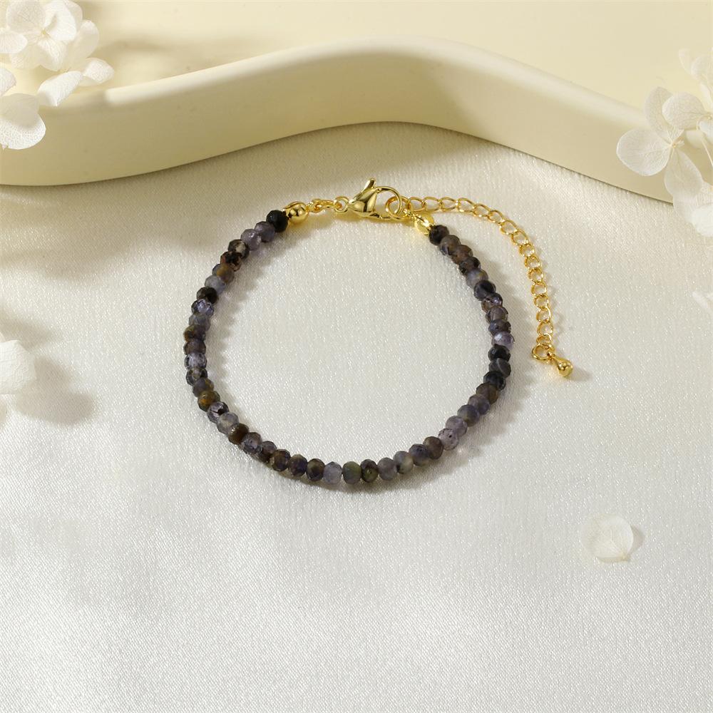 Simple Natural Semi-Precious Stone Fine Flash Bracelet, Amethyst Agate Bracelet, Daily Commuter Bracelet.