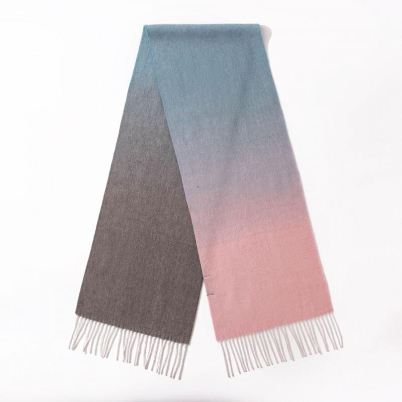 100% Wool Gradient Scarf Women Winter Thick Warm Shawl Double-Sided Two-Tone Elegant Lightweight Luxury