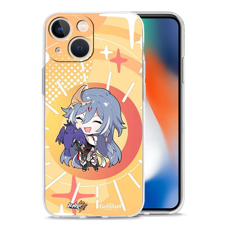Luxus Hülle für iPhone 15 14 13 12 11 Pro Max X Xs XR 7 8 Plus Bumper Handyhüllen Klare TPU Hülle Niedlich Honkai Impact 3rd Spiel