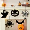 Halloween Home Decorations Pumpkin Hanging Decor, Non-Woven Ghost Ornament with Light String, Spooky Decoration Materials Door Wall Decor for