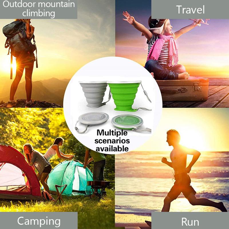 180Ml Folding Cup Food Grade Retractable Silicone Folding Cup Portable Portable Cup Outdoor Leisure Can Carry Coffee Cups