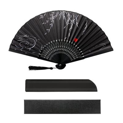 Seidenfaltfächer Stilvoll und Kurz Perfekt für Feuerwerk und Traditionelle Japanische Kleidung Sommerhitze Geschenkbeutel und Schachtelset Bambusblatt