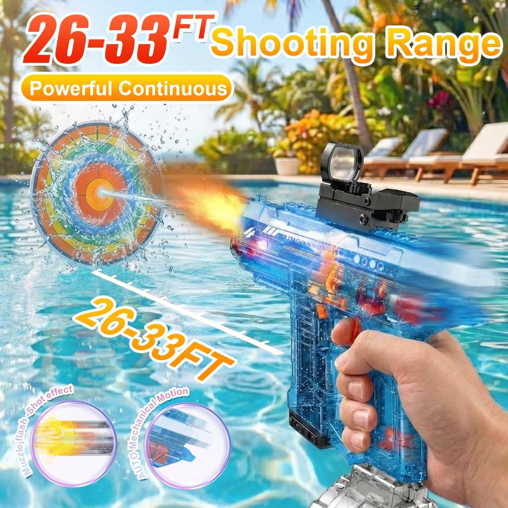 UROINT Kids Electric Water Gun, Powerful Automatic Water Gun Blaster Toy with LED Light, Electric Super Soaker Water Gun, Long Range 8m, Pool Party