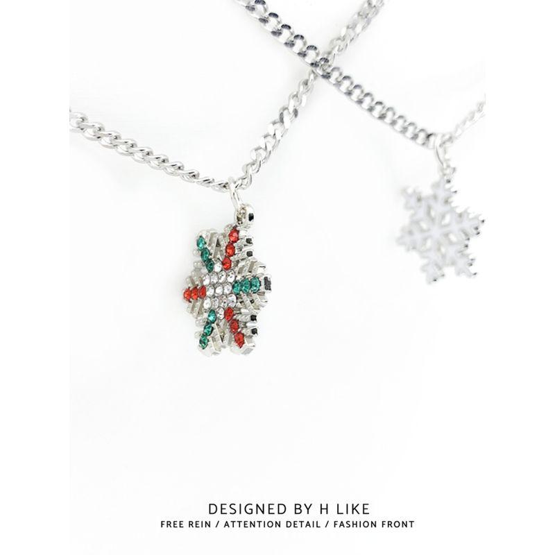 Snowflake Japanese and Korea Style Necklace Titanium Steel Couple's Pendant Christmas