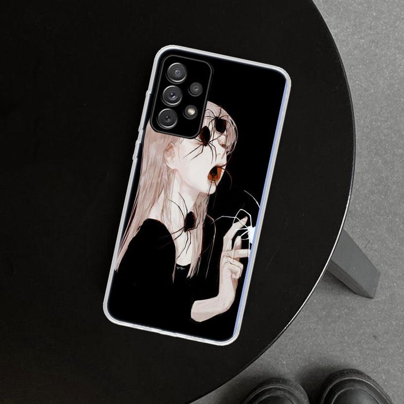 Japanese Horror Manga Style Phone Case Cover For Samsung Galaxy A12 A22 A32 A52 A72 A02S A51 A50S A31 A20S A10S Note 20 Ultra 10