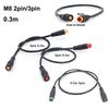 0.3m 0.5m 8mm M8 2 3 5 Pin Sensor Male Female To Male Female Ebike Connector Cable Butt Joint Electric Bicycle Waterproof Wire