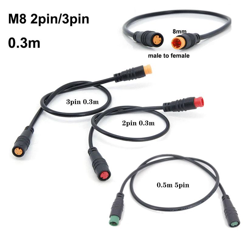 0.3m 0.5m 8mm M8 2 3 5 Pin Sensor Male Female To Male Female Ebike Connector Cable Butt Joint Electric Bicycle Waterproof Wire