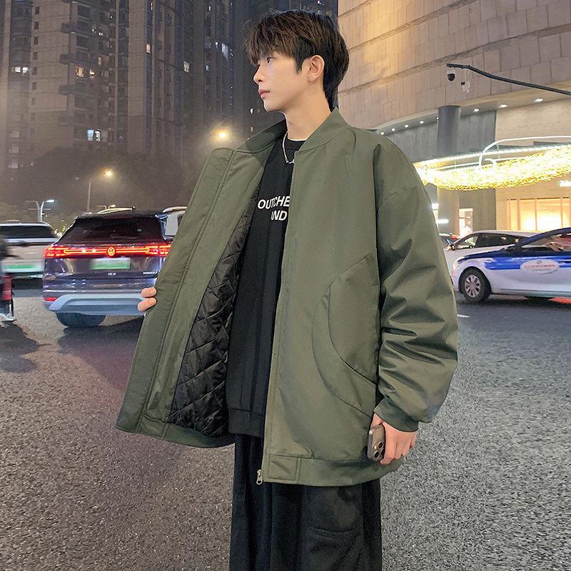 Men's American Style Thickened Flight Jacket for Autumn and Winter - Cotton Padded, Clean Fit Baseball Coat