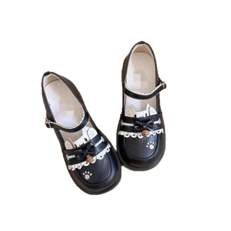 Kitten Beaded Sweet Cute Shoes Women's Autumn Flat-bottomed Sailor Suit Mary Jane Single Shoes