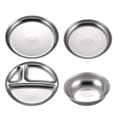 CAPTAIN STAG Stainless Steel Tableware Set for 19cm Divided 16cm 19cm Made In Camping Plate, & Plates, 15.5cm Bowl. Japan. Silver. UZ-13313