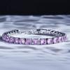 Luxury Pink Crystal Bracelet Micro Pave Full Diamond Claw Chain Jewelry for Women