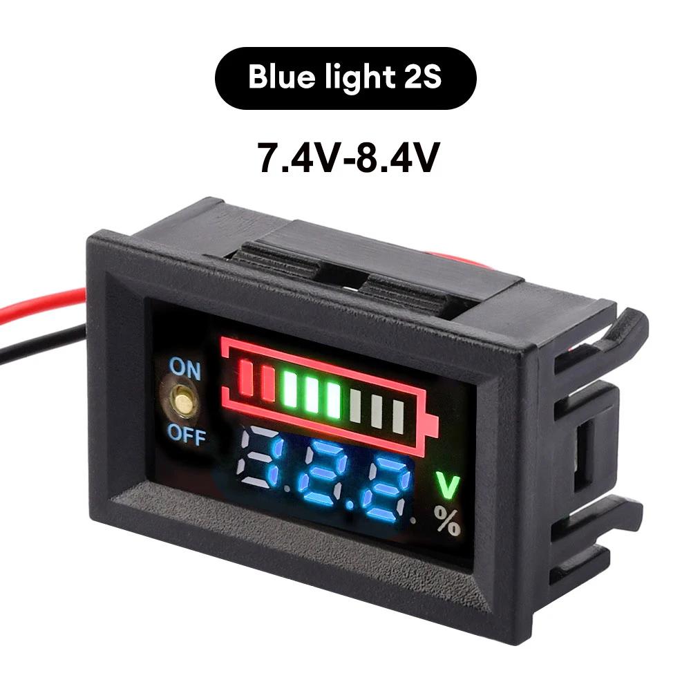 12V Car Lead Acid Battery Charge Level Capacity Indicator 2S 3S 4S LED Battery Capacity Meter 8.4V 12.6V 16.8V Voltmeter Tester