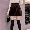 Golden Velvet Women's High-Waisted Wide-Leg Shorts for Autumn/Winter