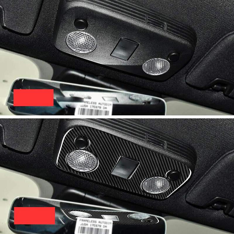 Carbon Fiber Reading Light Panel Cover Trim for Ford Mustang 2009-2022,Interior Overhead Map Light Decoration Framing Car Modification Accessories