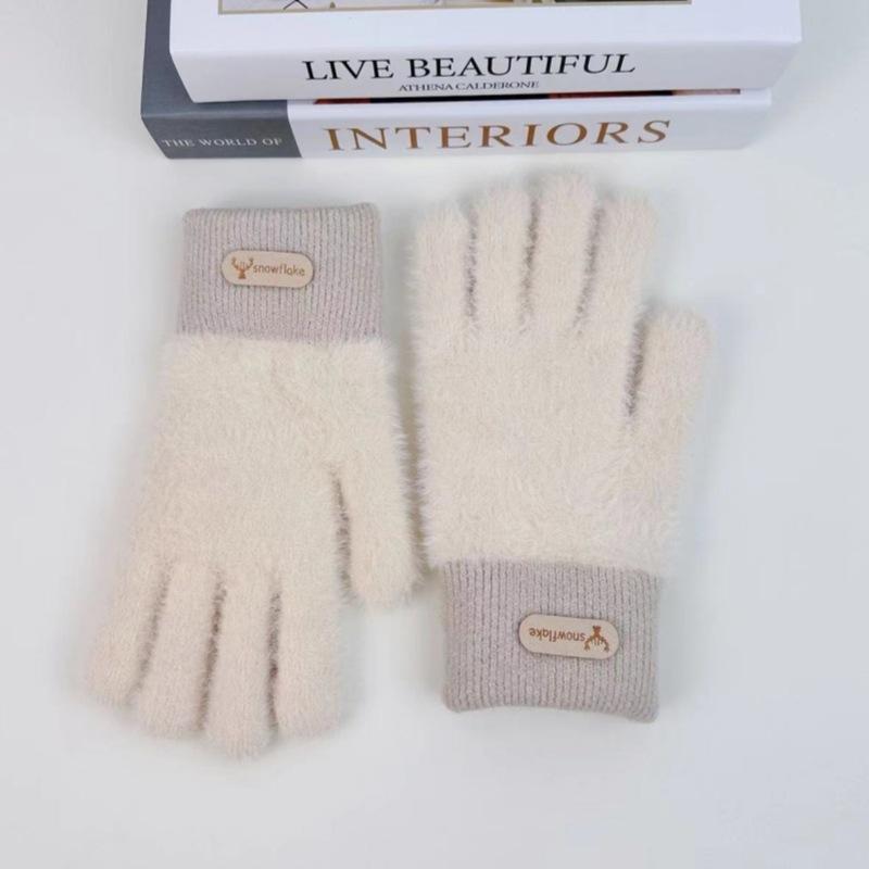 

Women s Double-layer Thick Warm Gloves for Cold Protection and Outdoor Cycling Solid Color Gloves