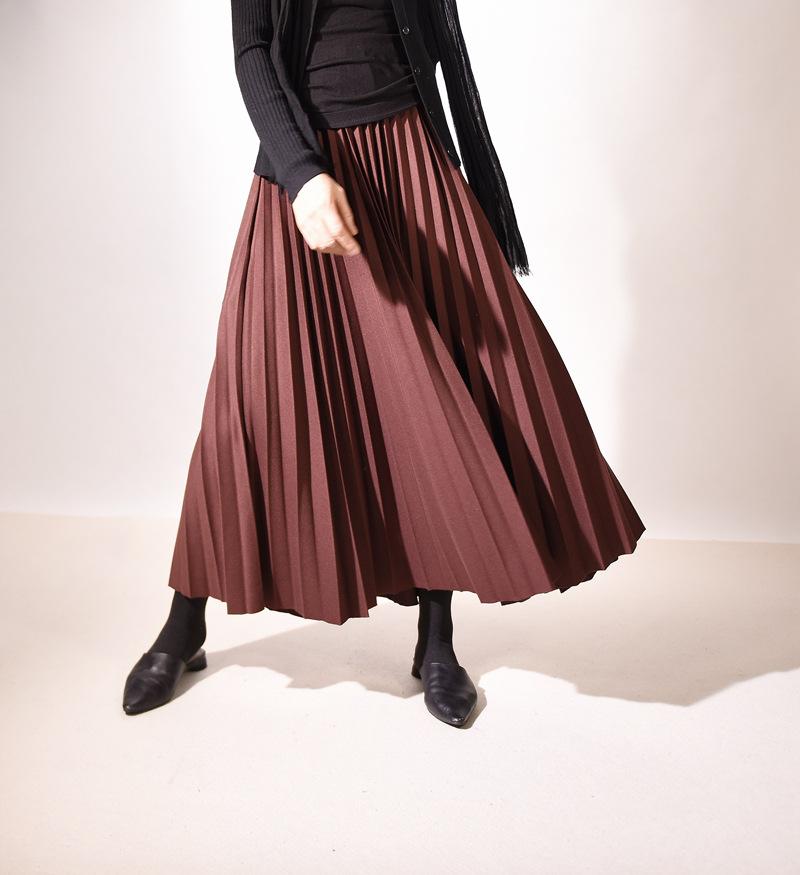 

Юбка из твида в складку в стиле миди, летняя, утолщенная, драпированная, однотонная, длинная, узкая юбка One Size