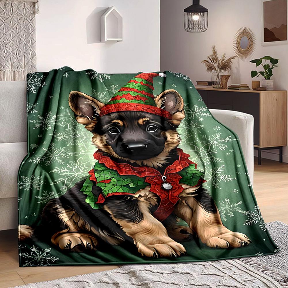 1pc Christmas Winter dog Blanket Lightweight Flannel Blanket Throw Blanket For Sofa, Bed, Travel, Camping, Livingroom, Couch, Chair, And Bed yy2509026