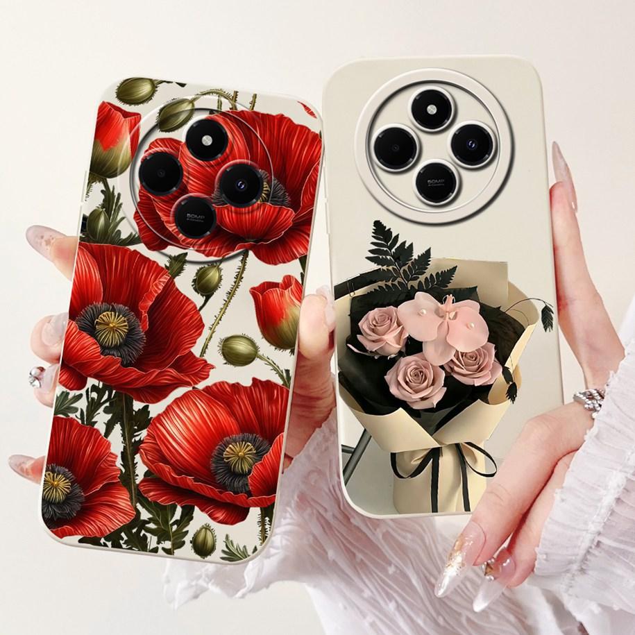 For Xiaomi Redmi 14C 4G Case Poco C75 Fashion Cherry Rose Flower Soft Silicone Cover On Redmi14C Bumper Redmi A4 A3 Pro 5G Funda