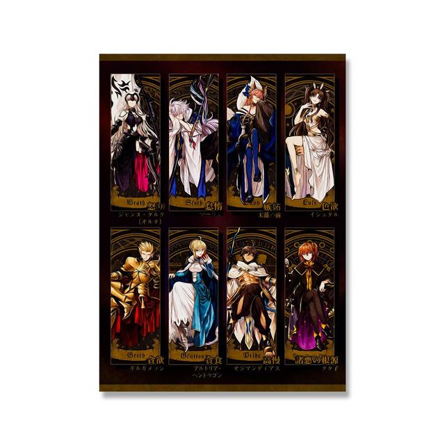 Anime Canvas Paintings Tarot Print Home Decor Fate Grand Order Wall Art Modular Comic Picture Japan Anime Modern Bedroom Posters