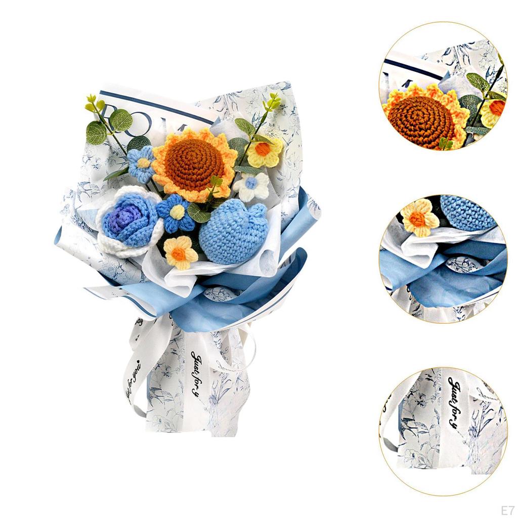 Färdig Virkad Bukettändar Kreativa Konstgjorda Blommor Hand för Festival Tacksägelsefest