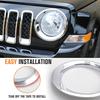 Front Headlight Bezels Cover Trim for Jeep Patriot 2011-2016 (Chrome)