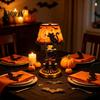 Decorative Resin Lamp Halloween Vintage Table Lamp, Retro Pumpkin Skeleton Black Cat Warm Yellow Atmosphere Light Night Light, Gothic Bedside