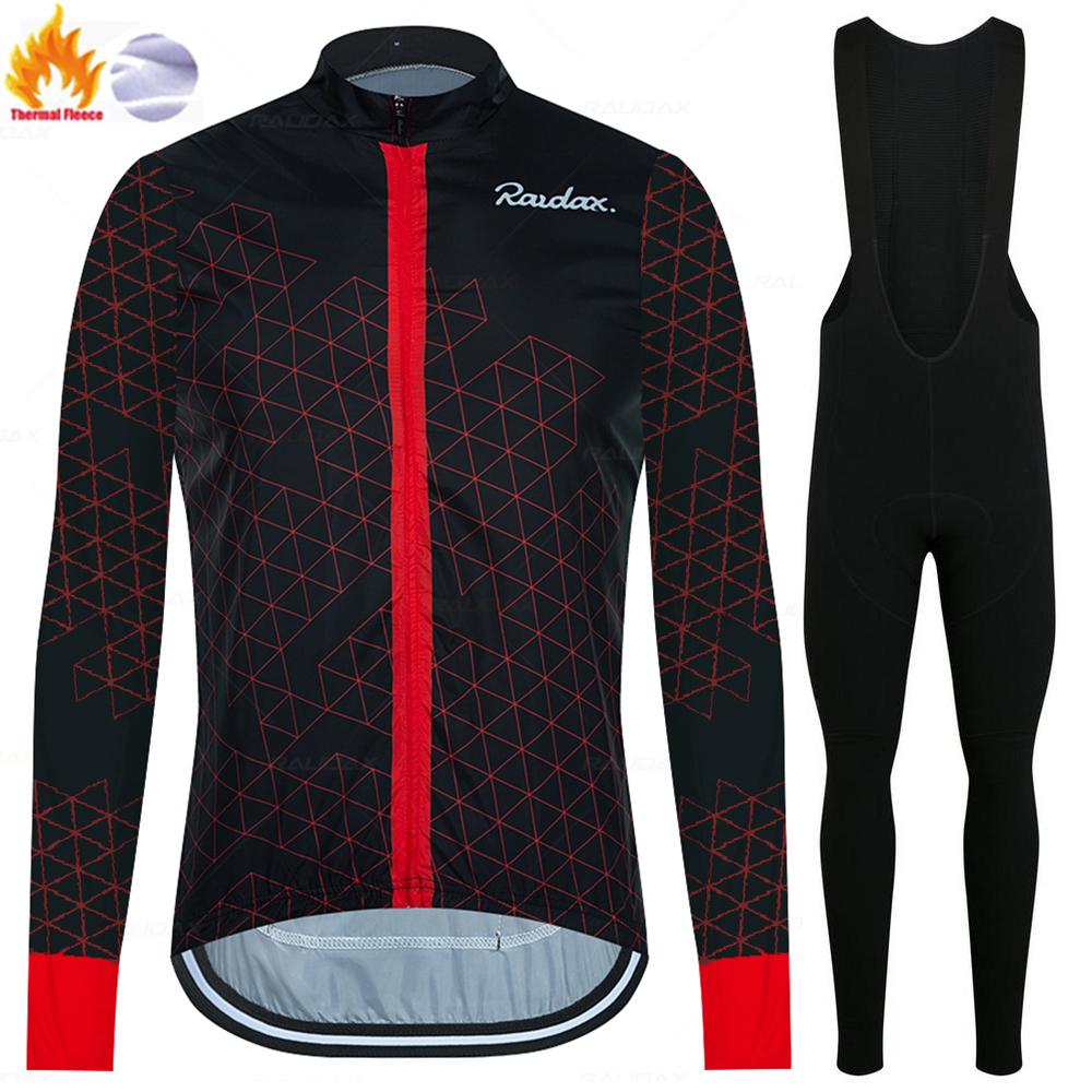 Raudax Warm Cycling Jackets 2026 Winter Thermal Fleece Cycling Clothing Men Long Sleeve Jersey Suit Outdoor Riding Bike Clothes