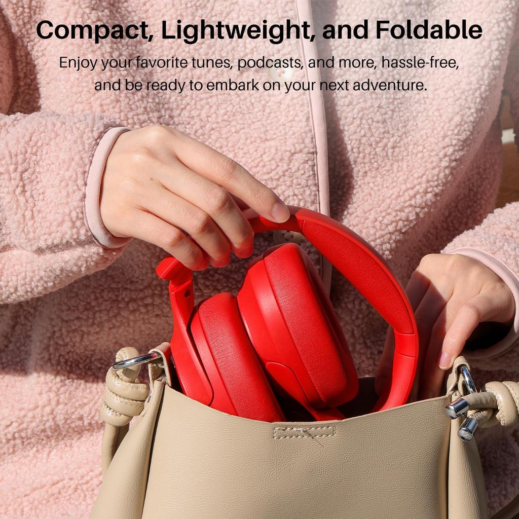 TOZO HT2 Wireless Audio 40mm Dynamic Bluetooth AUX Wired Noise Cancelling Headphones with Up to 38dB Noise Up to 60 Hours of Continuous App Custom EQ