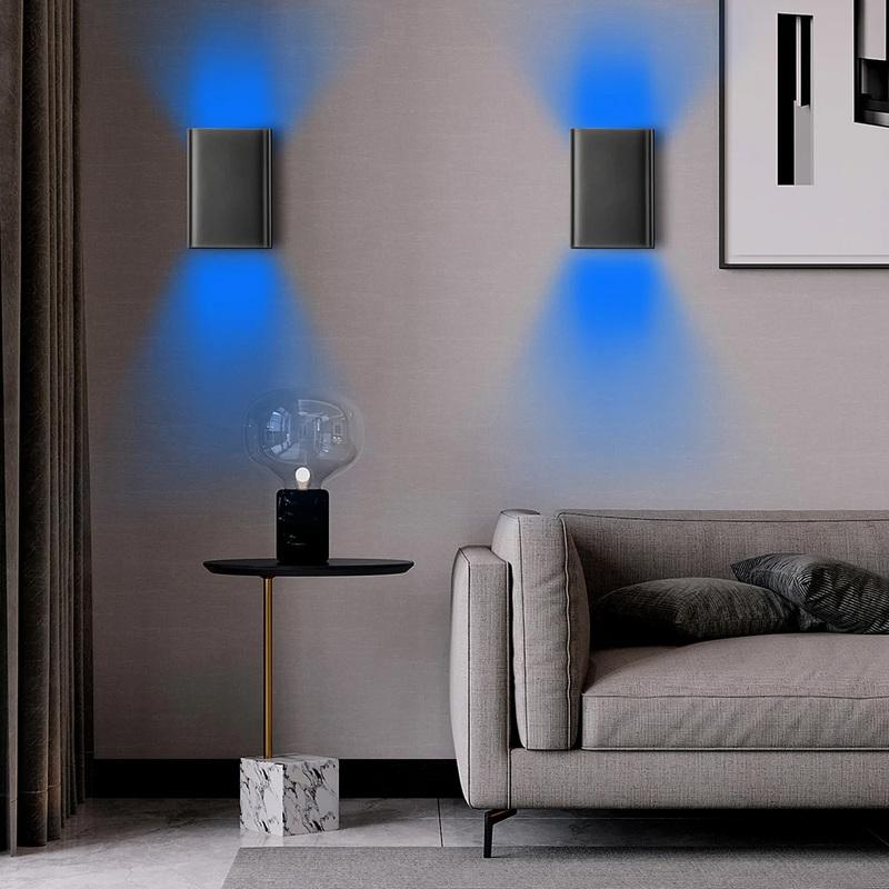 LED RGB Wall Sconce Remote Control Dimmable Color Changing Indoor Light Up Down Wall Mount Lamp For Home Porch Decor Fixture