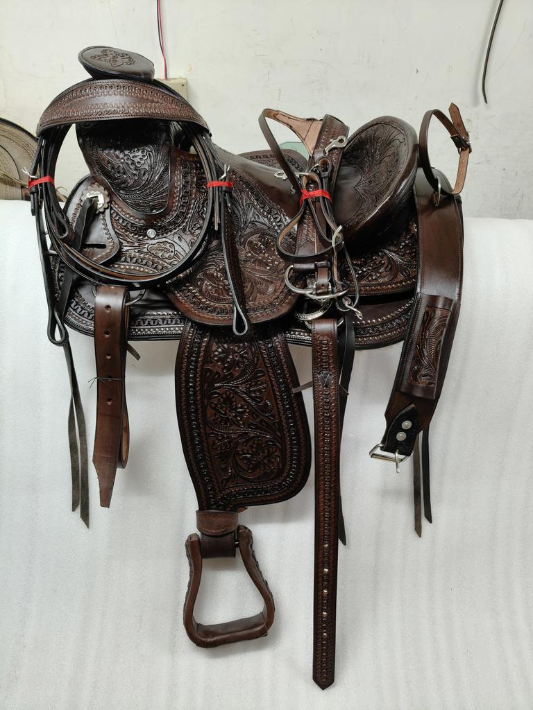 Garfo Wade Rancho Roping Trilha Western Selaria de Couro para Cavalo.