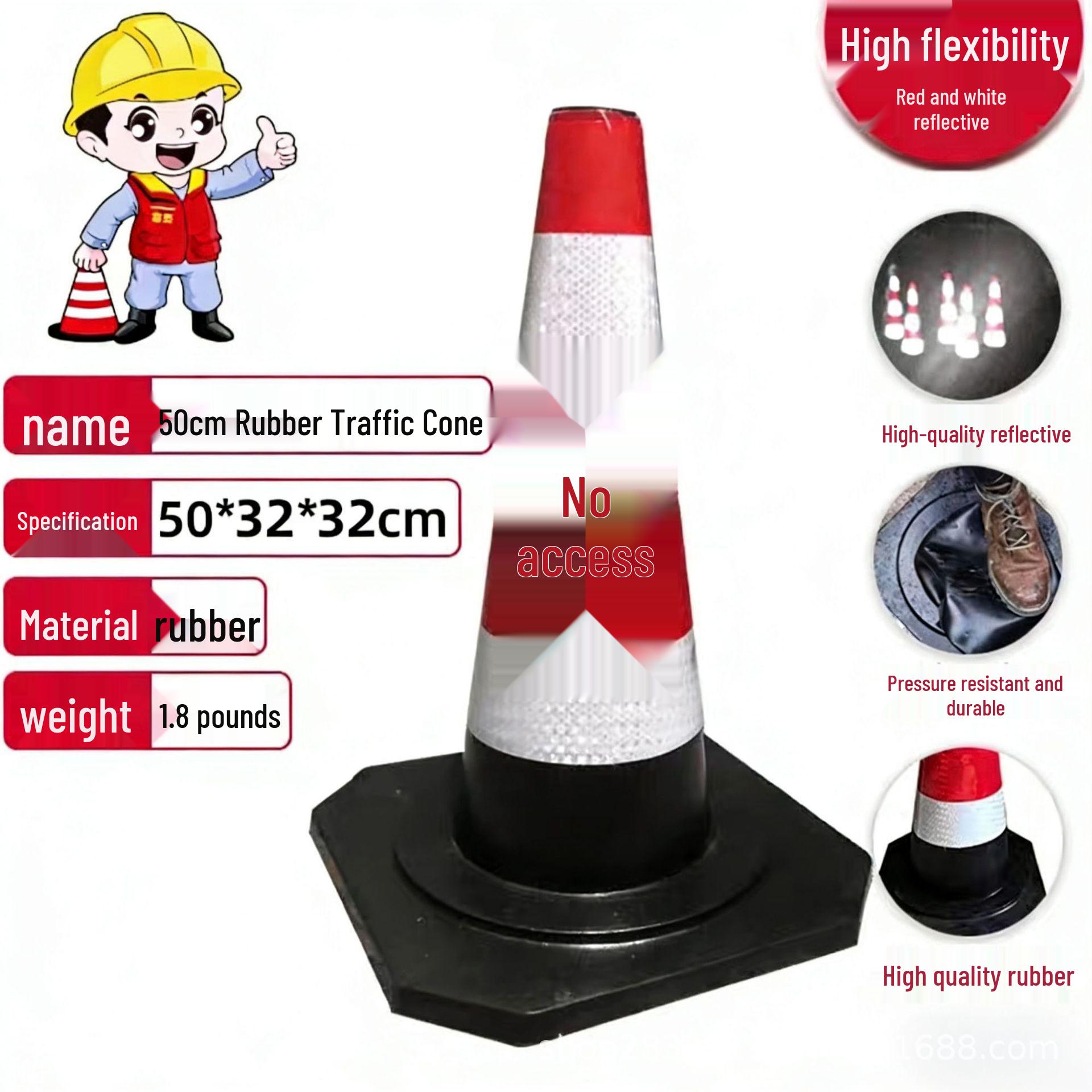 Reflective 70cm Traffic Cone with Ice Cream Handle for Construction and Isolation