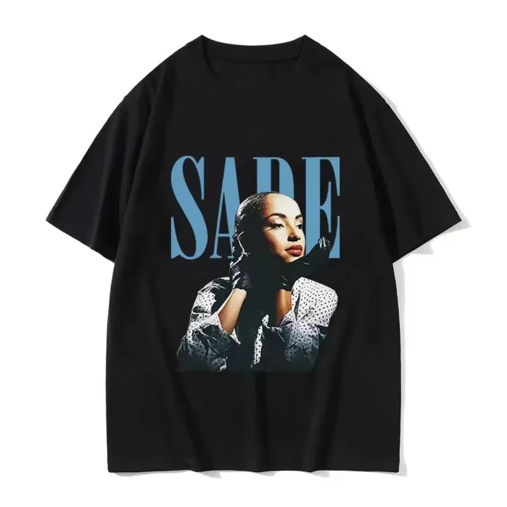 90s Singer SSade Print Graphic T Shirt Men and Women Hip Hop Vintage Short Sleeve Tshirts Oversized Tshirt Streetwear Graphic