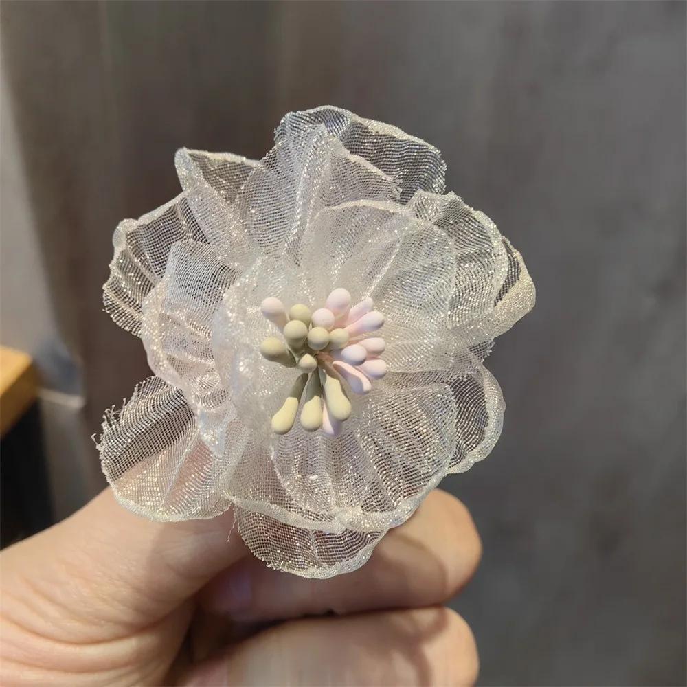 Módní síťovaná květina Ozdoby na boty Šněrovací přívěsky na tenisky Dívčí perlová krajková mašle Ozdoba na boty Šňůrky Spona 1 ks