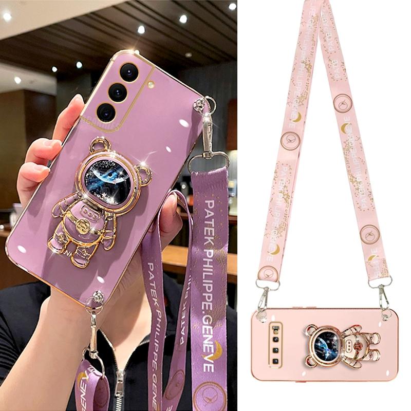 S 21 22 24 Etui na pasek Crossbody do Samsung Galaxy S21 S22 S23 S24 Plus Ultra S20 Fe Silikonowa podstawka etui Note 10 20