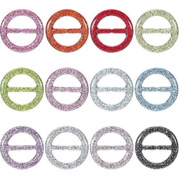 12 PCS T-shirt Tie Clips, Scarf Ring Clip, Fashion Circle Clips Buckle, Clothing Ring Wrap Holder 80s Decoration for Women Hat Scarf Dress