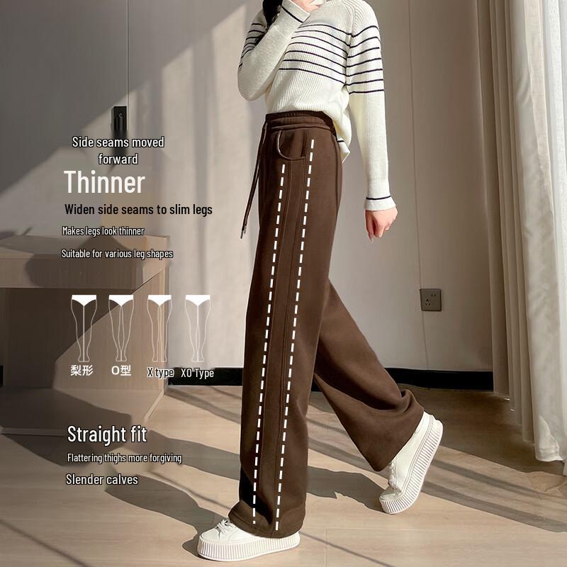 Women's High-Waist Fleece-Lined Wide-Leg Pants