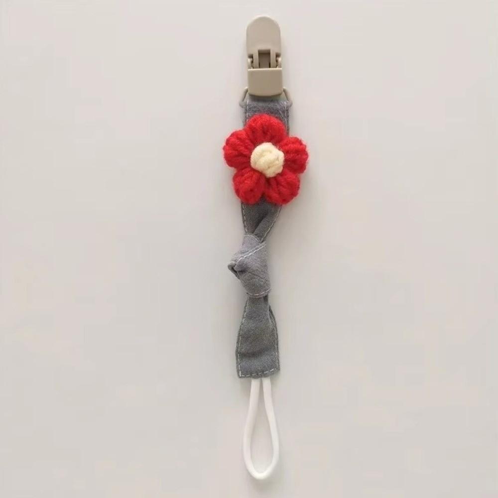 Plaid Baby Pacifier Chain Cute Embroidery Pacifier Clips Flower Dummy Nipple Holder  Girls