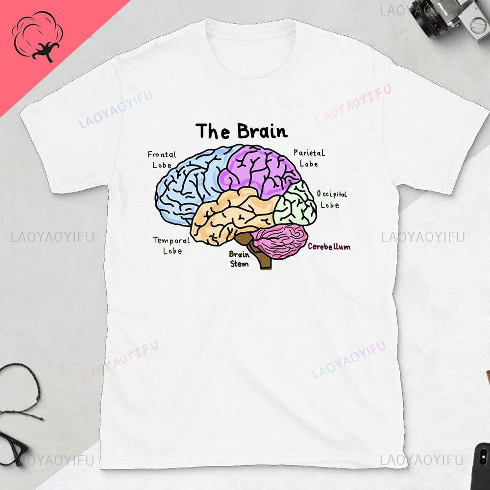 Funny Part of The Brain Color Chart High Quality Tshirt Neurology Print Harajuku Unisex Summer Short Sleeve Gift Tshirt Tops