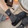 Korean Style Women's Wool Socks: Sweet Bubble Lace, Mid-calf, Cute Cartoon Design, Warm and Versatile for Autumn and Winter